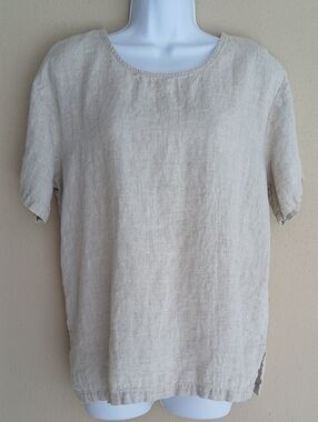 Match Point Natural Linen Tunic Top Minimalist Lagenlook Size Medium